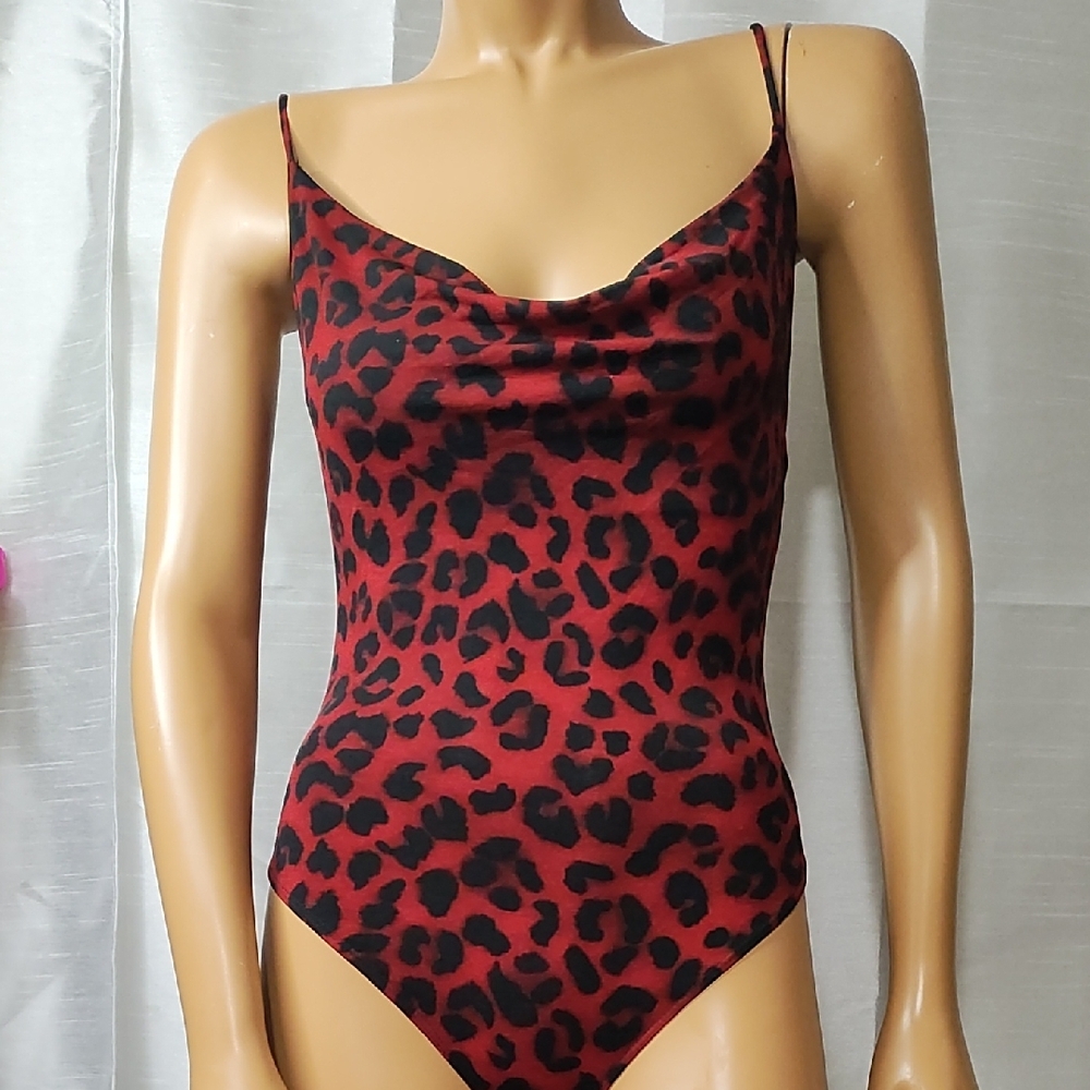 Iris Red‎ and Black Animal Print Bodysuit